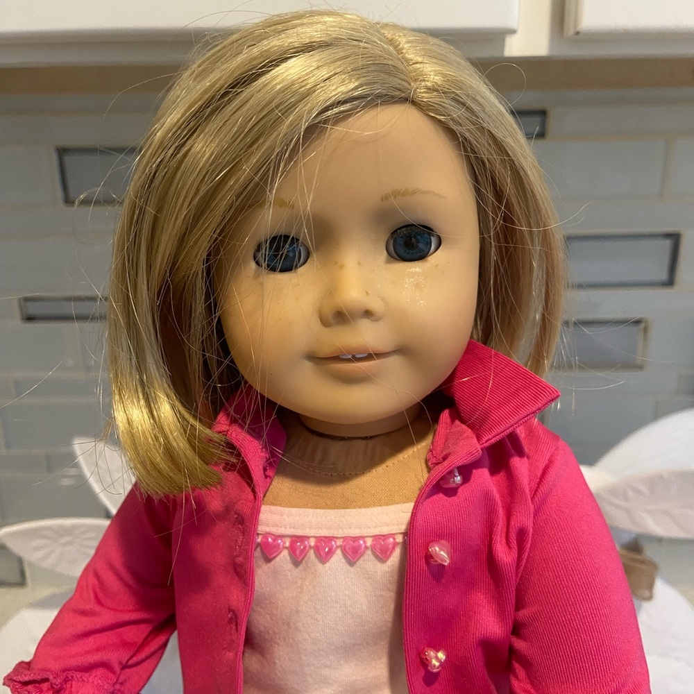 Pink and Tan Doll with Blonde Hair and Accessories